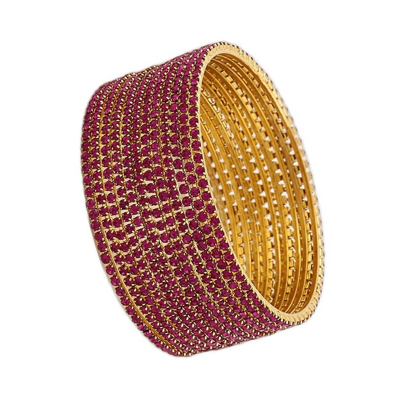 Shining Diva Fashion Set of 12 Latest Traditional Design Gold Plated Stone Bangle