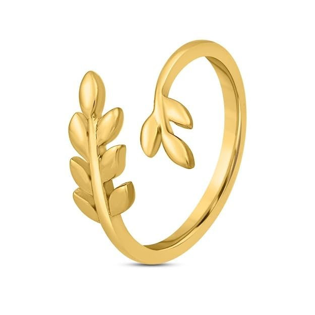 925 Sterling Silver Gold Plated Leafy Beauty Womens Leaf Ring